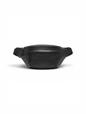 Eddie Bower Black Leather Multi-Compartment Waist Bag / Fanny Pack